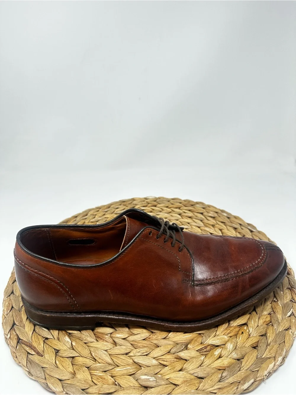 Allen Edmonds LaSalle Derby Shoes Split Toe Chili Brown Leather Size 9.5 Men's